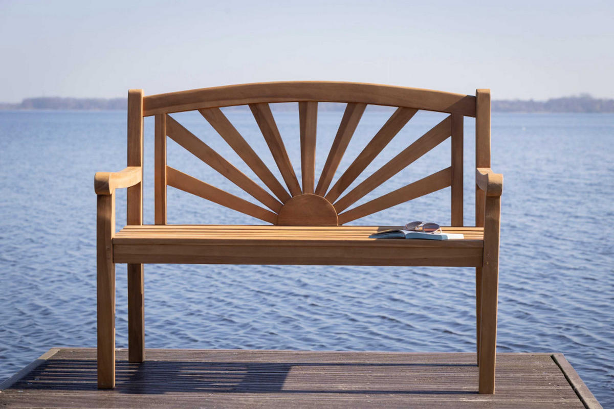GARTENBANK Sonne - Naturfarben, Holz/Metall (120/94/60cm) - Mr. Deko