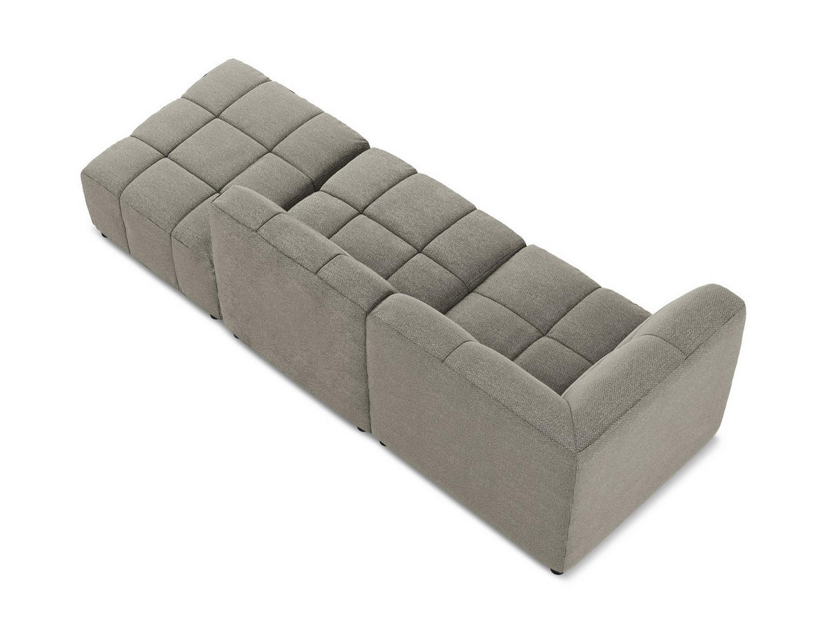 ECKSOFA Rechts Bouclé Stoff Beige - Sandfarben/Schwarz, Holzwerkstoff/Kunststoff (240/90cm) - Makamii