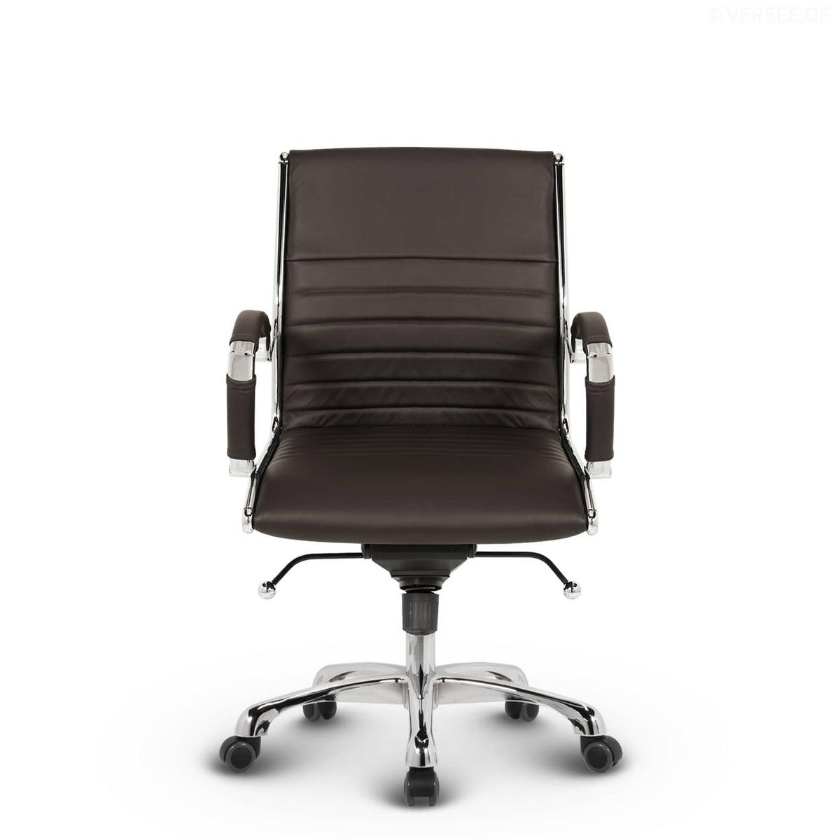 DREHSTUHL Montreal Echtleder Braun – ergonomisch, 150 kg belastbar, Sitzhöhe 46-54cm - Braun, Leder/Metall (60/97/60cm) - Versee