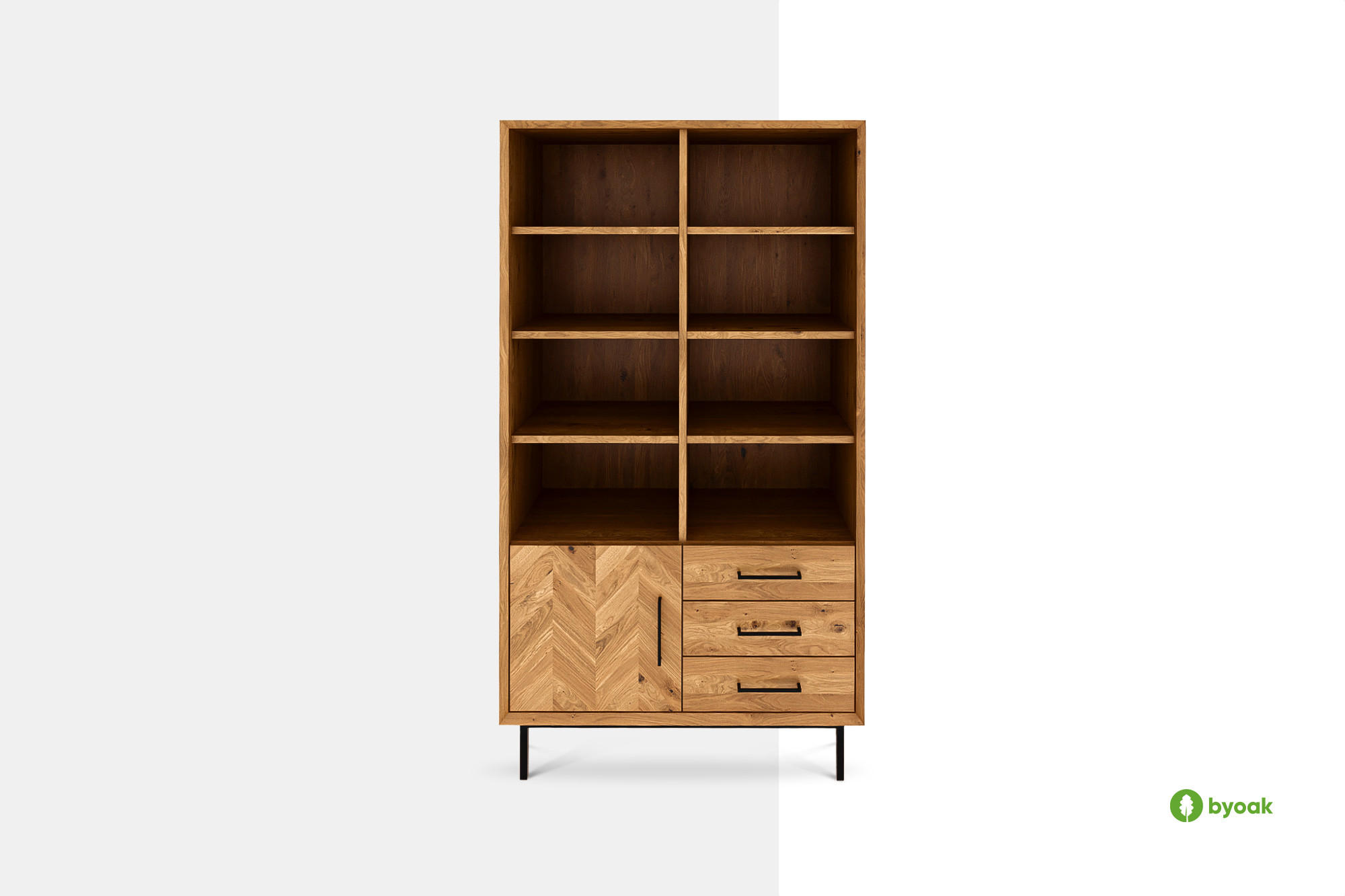 BÜCHERREGAL LEON 97x45 Wildeiche - Wildeiche, Holz (97/176/45cm) - byoak
