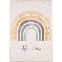 TEPPICH Kinder Flachgewebe Regenbogen-Motiv Polyamid rutschfest Kinderzimmer Creme Rechteckig 100x150 - Creme, Textil (100/150cm) - KADIMA DESIGN