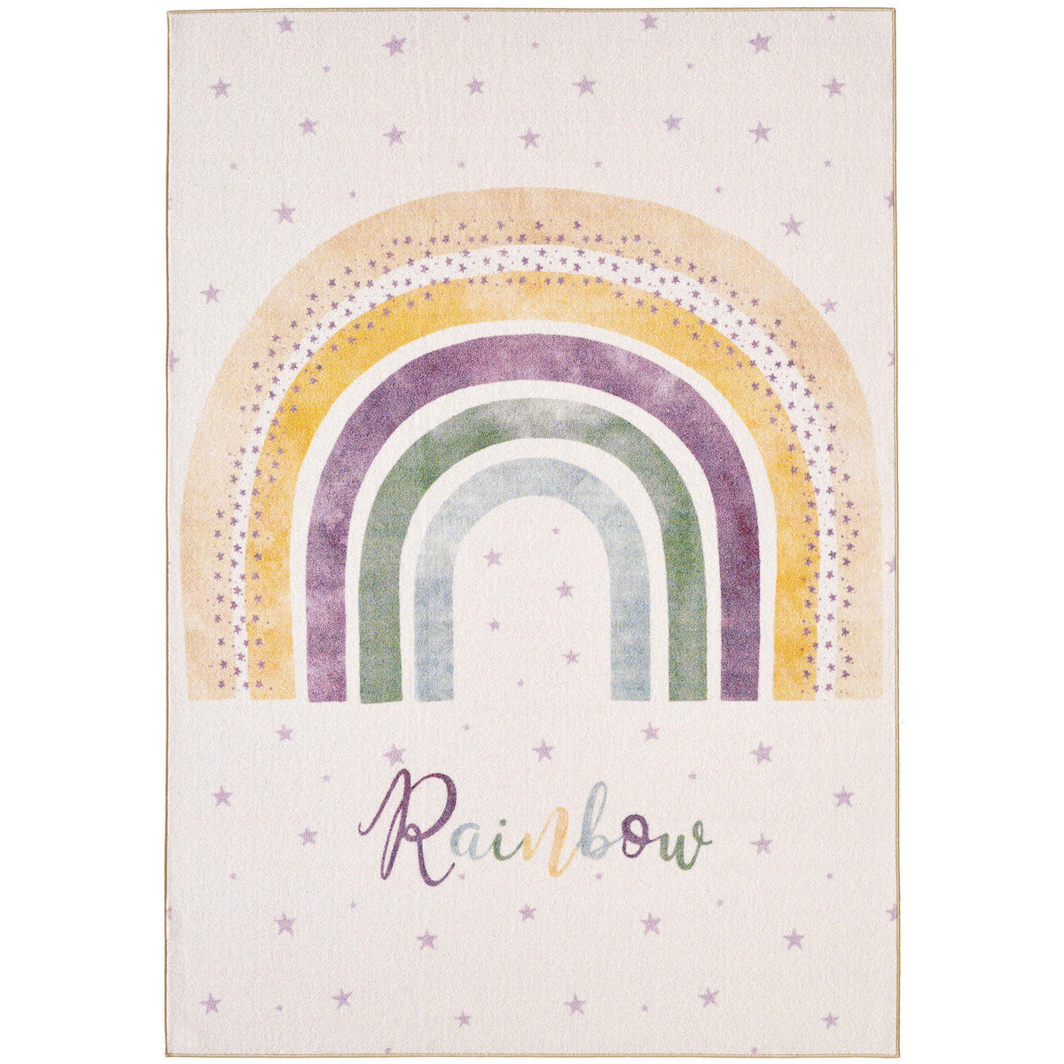 TEPPICH Kinder Flachgewebe Regenbogen-Motiv Polyamid rutschfest Kinderzimmer Creme Rechteckig 100x150 - Creme, Textil (100/150cm) - KADIMA DESIGN