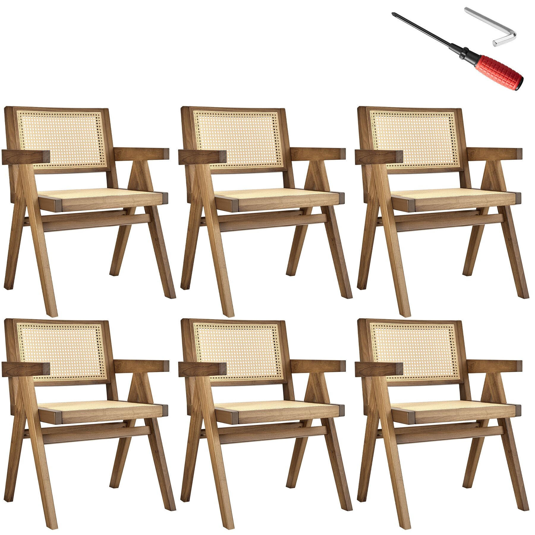 ARMLEHNSTUHL 6er Set Lissy,59 x 56,5 x 82,5 cm, Belastbarkeit 120 kg, Eiche hell - Eichefarben, Holz (56.5/82.5/59.5cm) - tectake