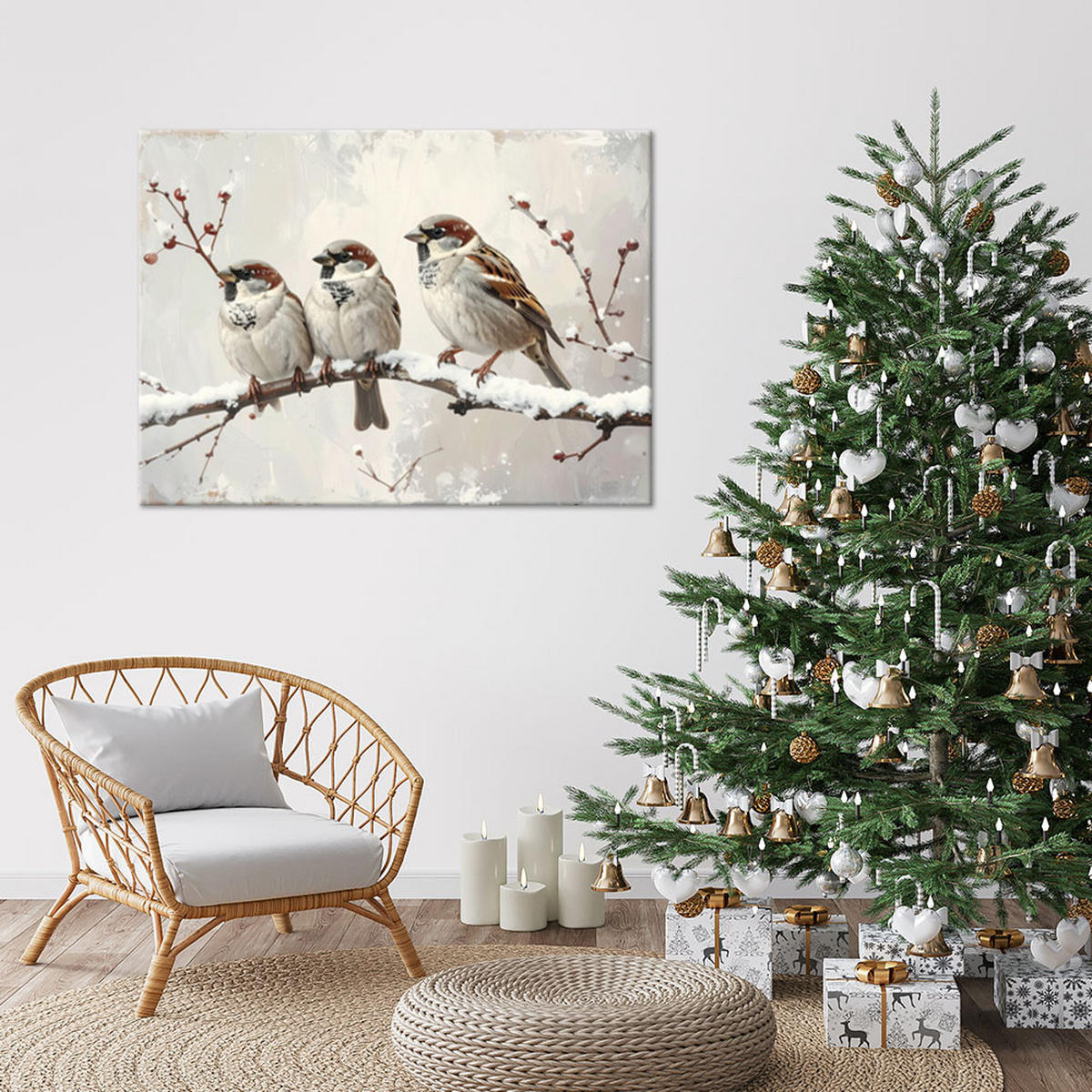 LEINWANDBILD Weihnachten 90x60cm - Grau, Textil (90/60cm) - Feeby