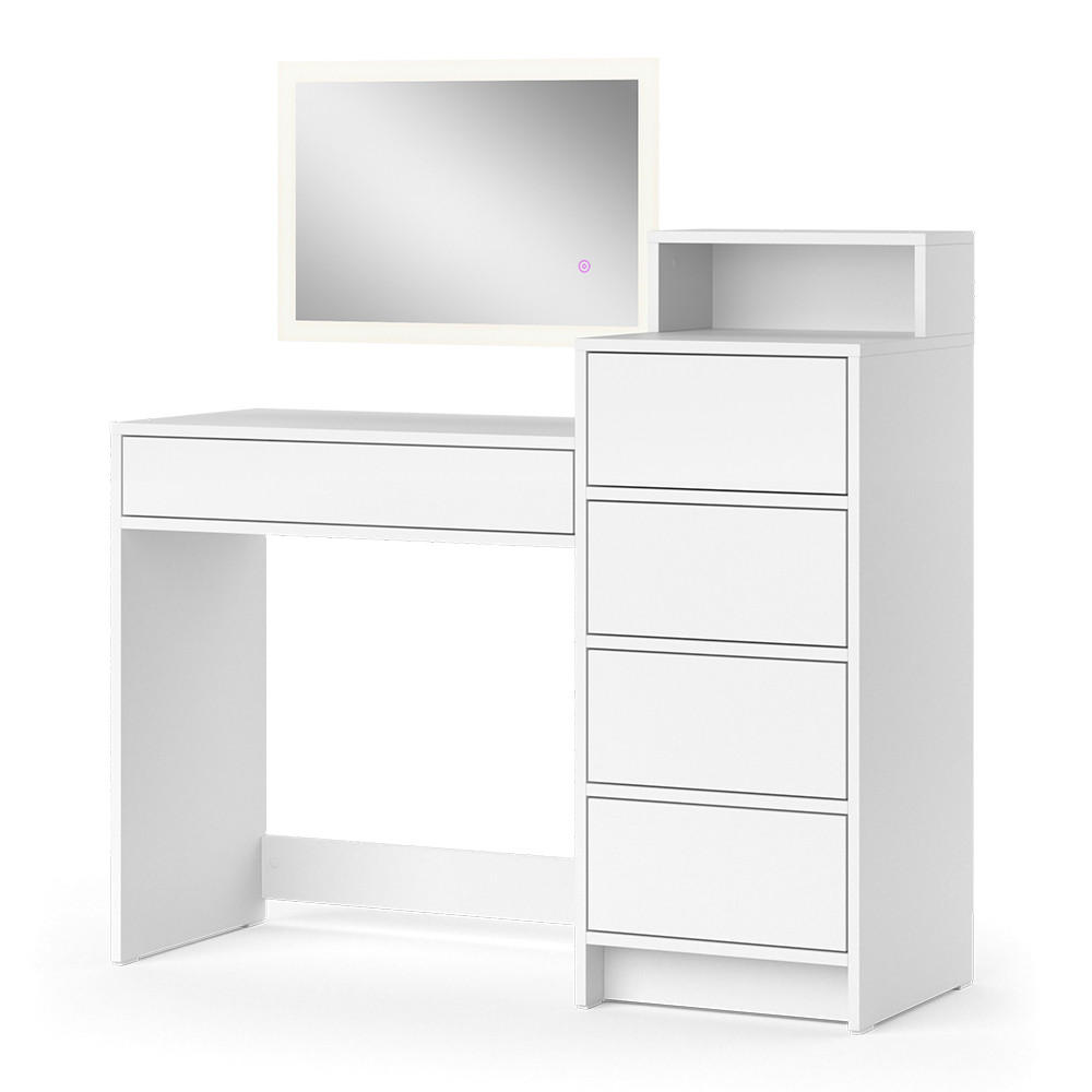 SCHMINKTISCH Naara Weiß 110.5 cm mit LED-Spiegel - Weiß, Holzwerkstoff (110.5/100.6/40.3cm) - Vicco