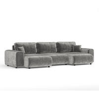 PANORAMASOFA Zanzibar Grau Chenille - Schwarz/Grau, Holz/Holzwerkstoff (325/79/144cm) - Maison de Reve