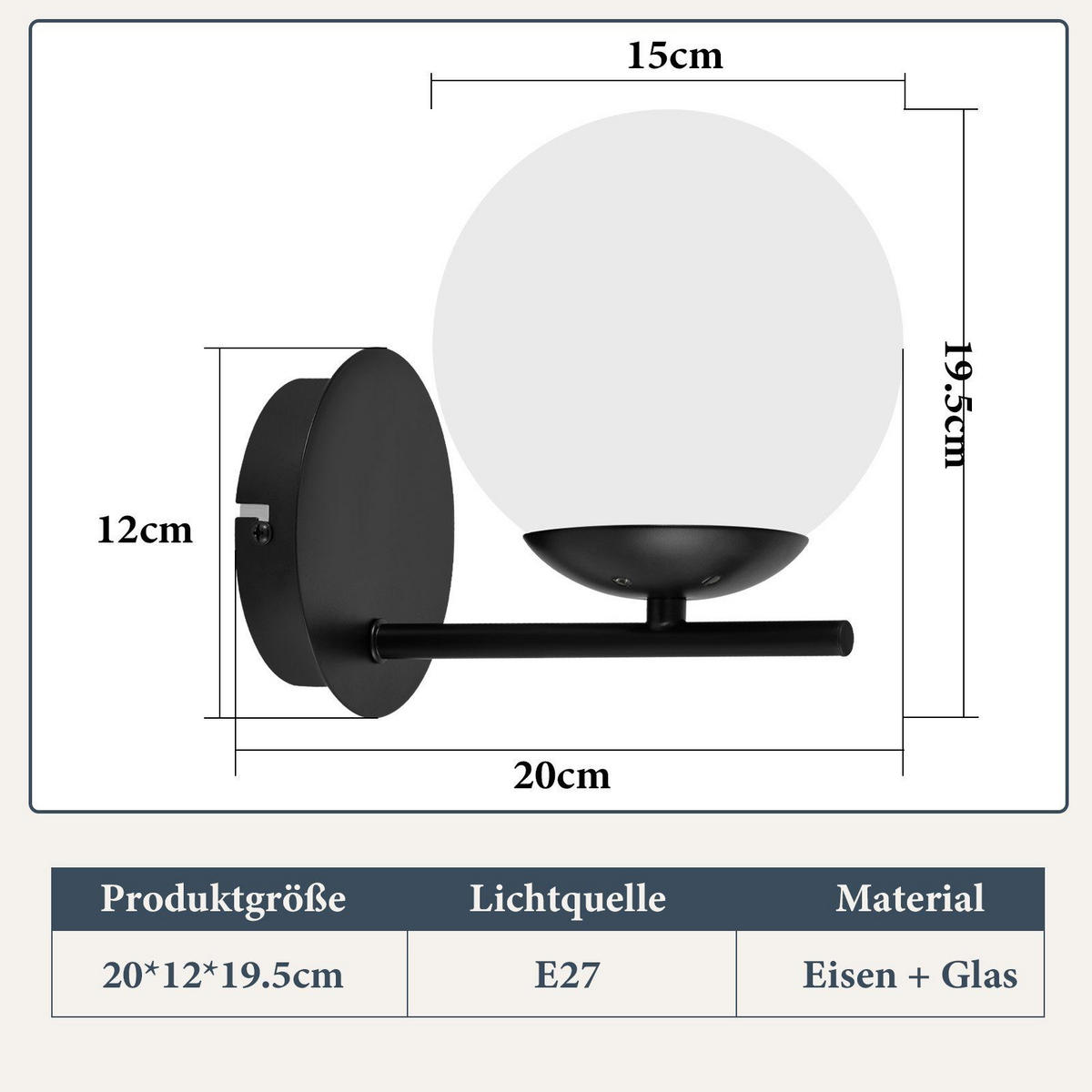 WANDLEUCHTE Quelle - Schwarz, Metall (12/20/20cm) - Nettlife