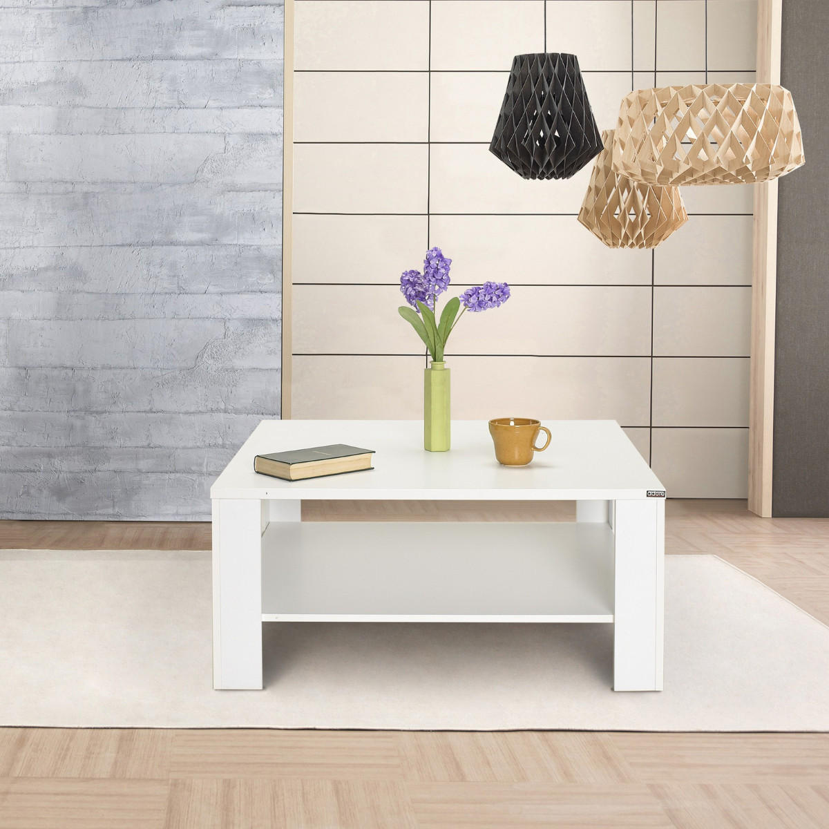 COUCHTISCH mit Ablagefach - lena 90/90/42 cm - Weiß, Holzwerkstoff (90/90/42cm) - Calicosy