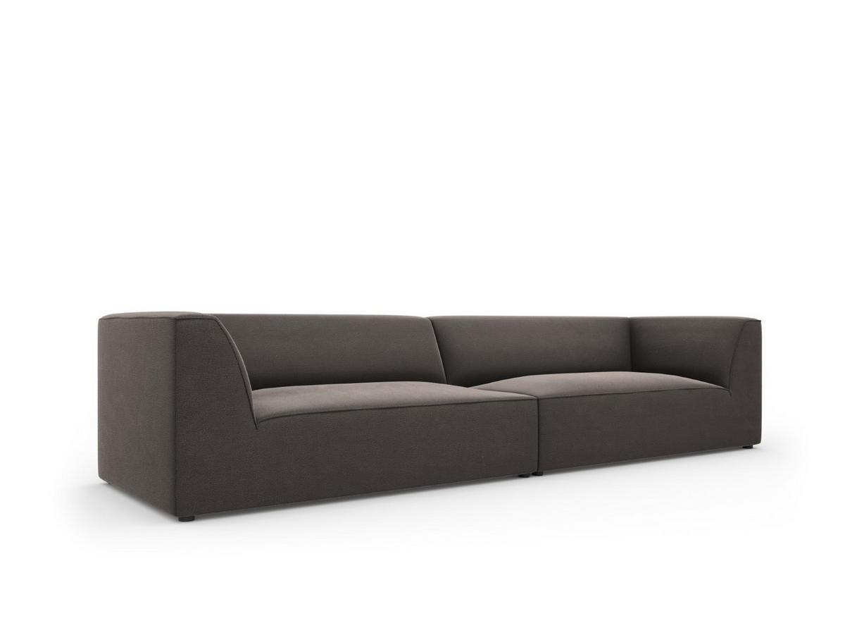 SOFA Ruby aus Samt dunkelgrau 4 Sitzplätze - Dunkelgrau, Textil (93/69/302cm) - Micadoni