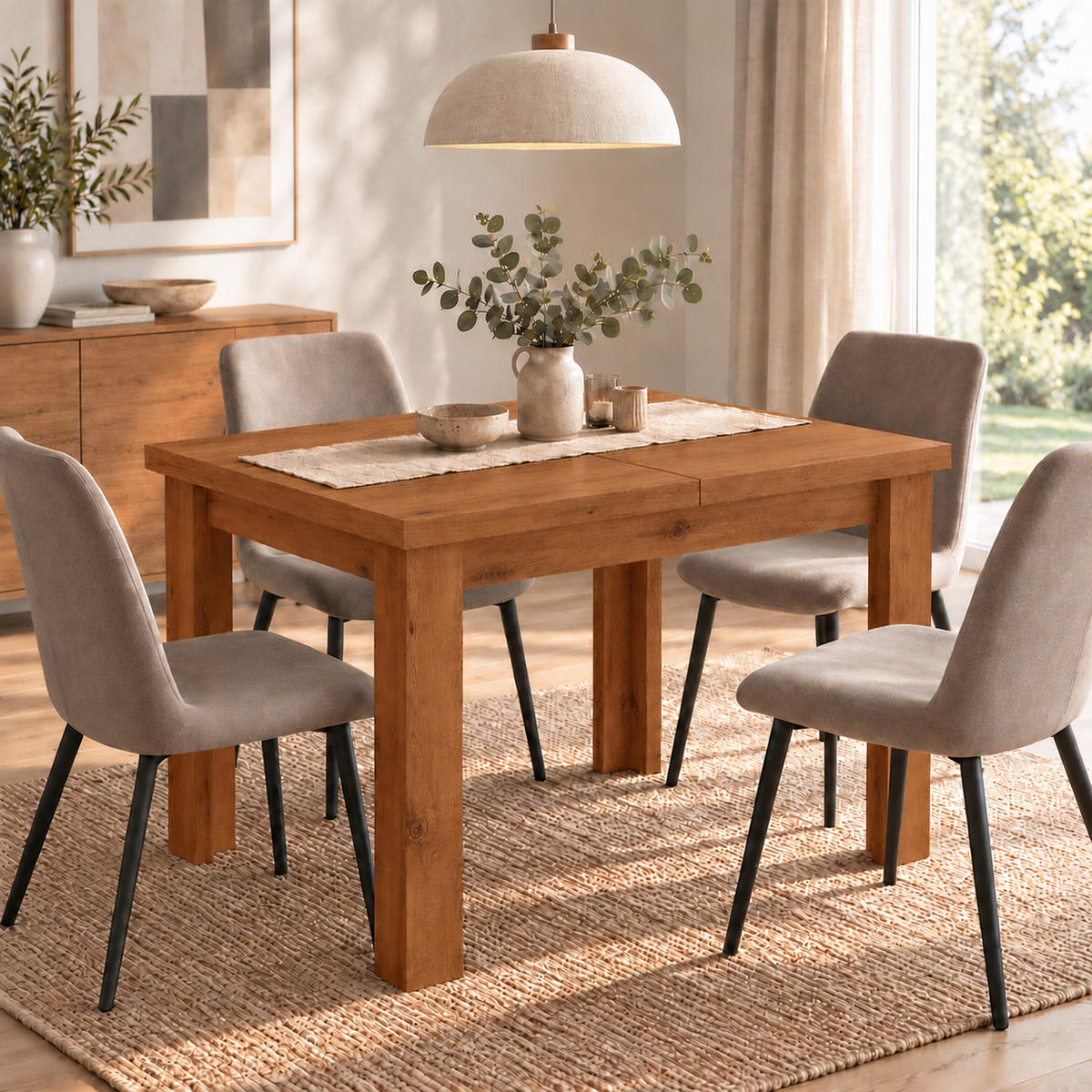 ESSTISCH ausziehbar 120-160 x 80 x 75,5 cm Esche hell - Eschefarben, Holzwerkstoff (80/120/75.5cm) - Koseto