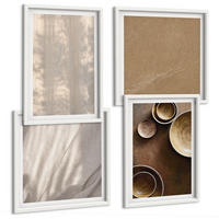 BILDER SET 4er Set - 50x50 cm & 40x60 cm Weißer Rahmen - Strukturen, Texturen, Minimalismus - Weiß, Kunststoff (50/50cm) - TULUP