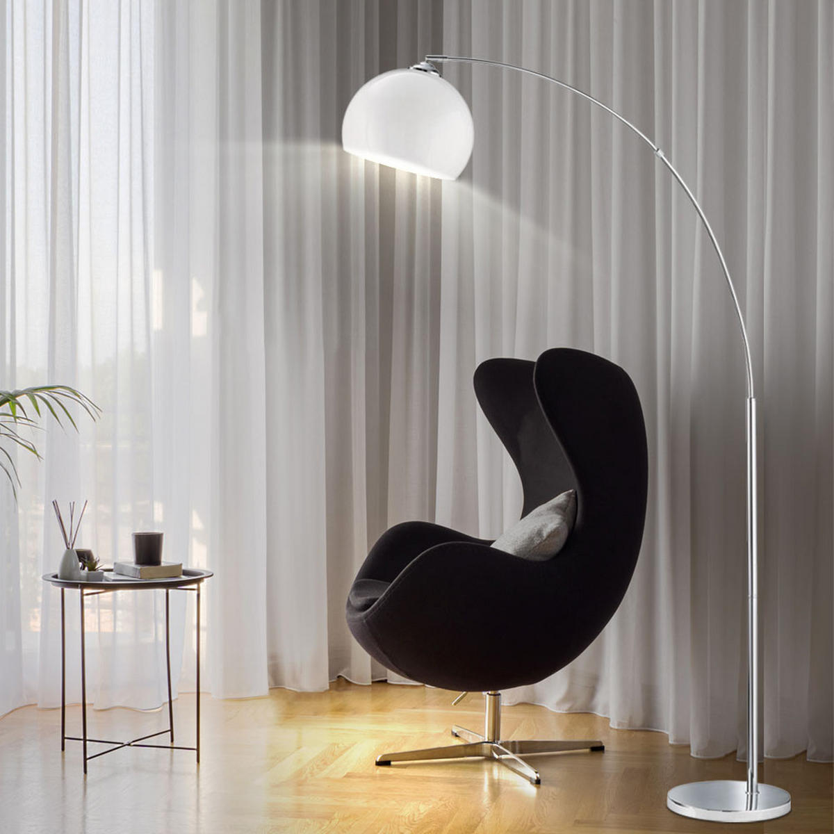 LED STEHLEUCHTE Metall Silber Grau - Silberfarben, Metall (6/110/180cm)
