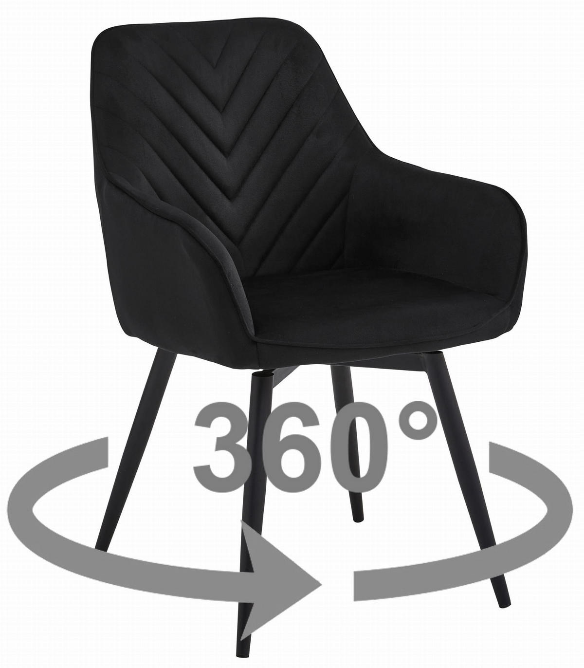 ESSZIMMERSTUHL WAAV360 schwarzer Sitz, schwarze Beine - Schwarz, Textil (56/83.5/61cm) - Valora