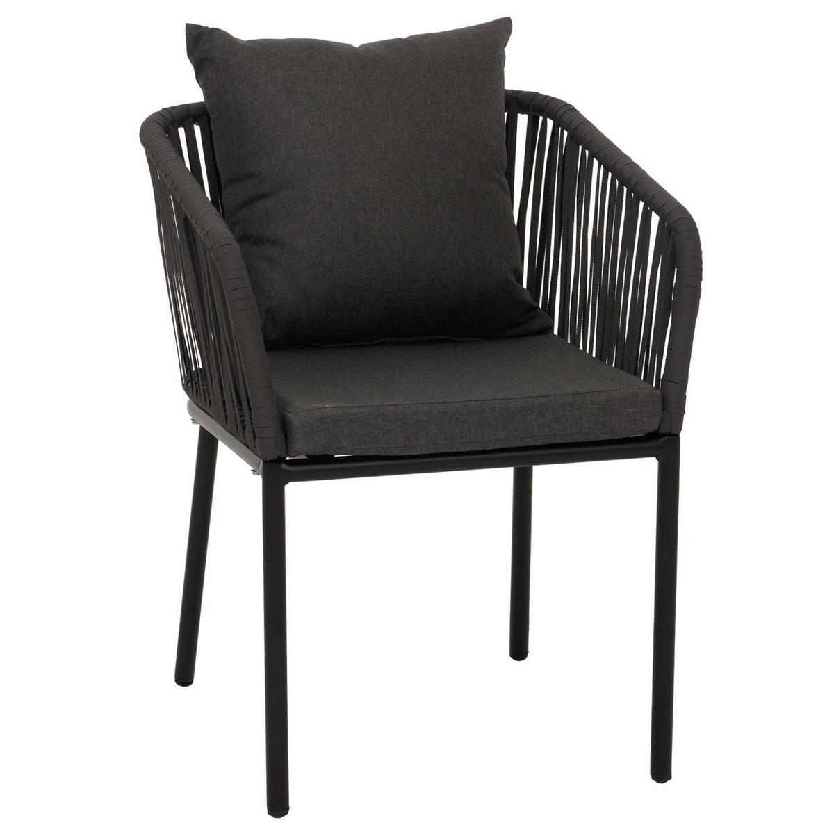 GARTENGARNITUR Tisch+4xStuhl Anthrazit Dunkelgrau - Anthrazit, Metall - PROREGAL