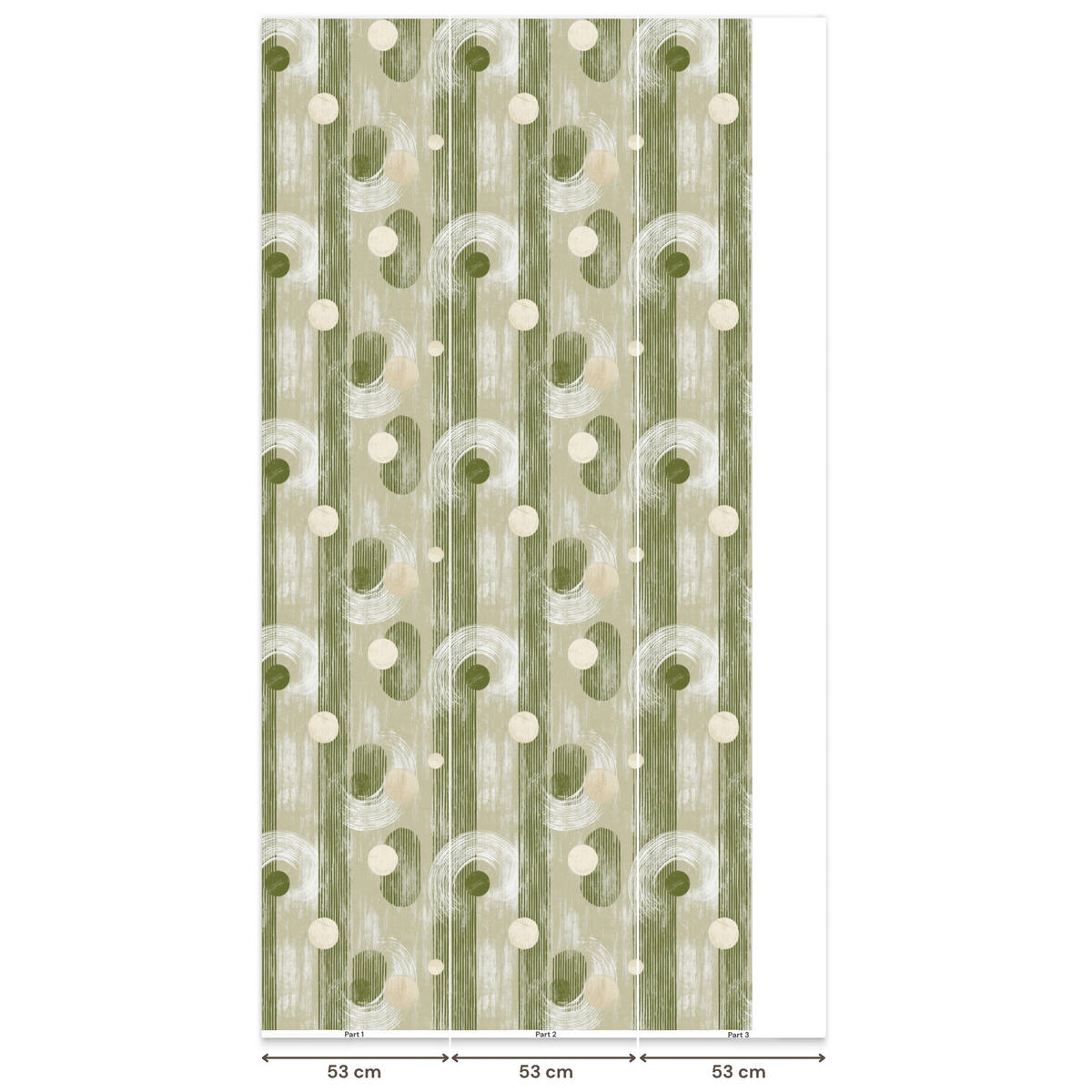TAPETE - Künstlerisch - Modern - Grün - 140x260 cm - Olivgrün, Papier (140/260cm) - OnlyWow