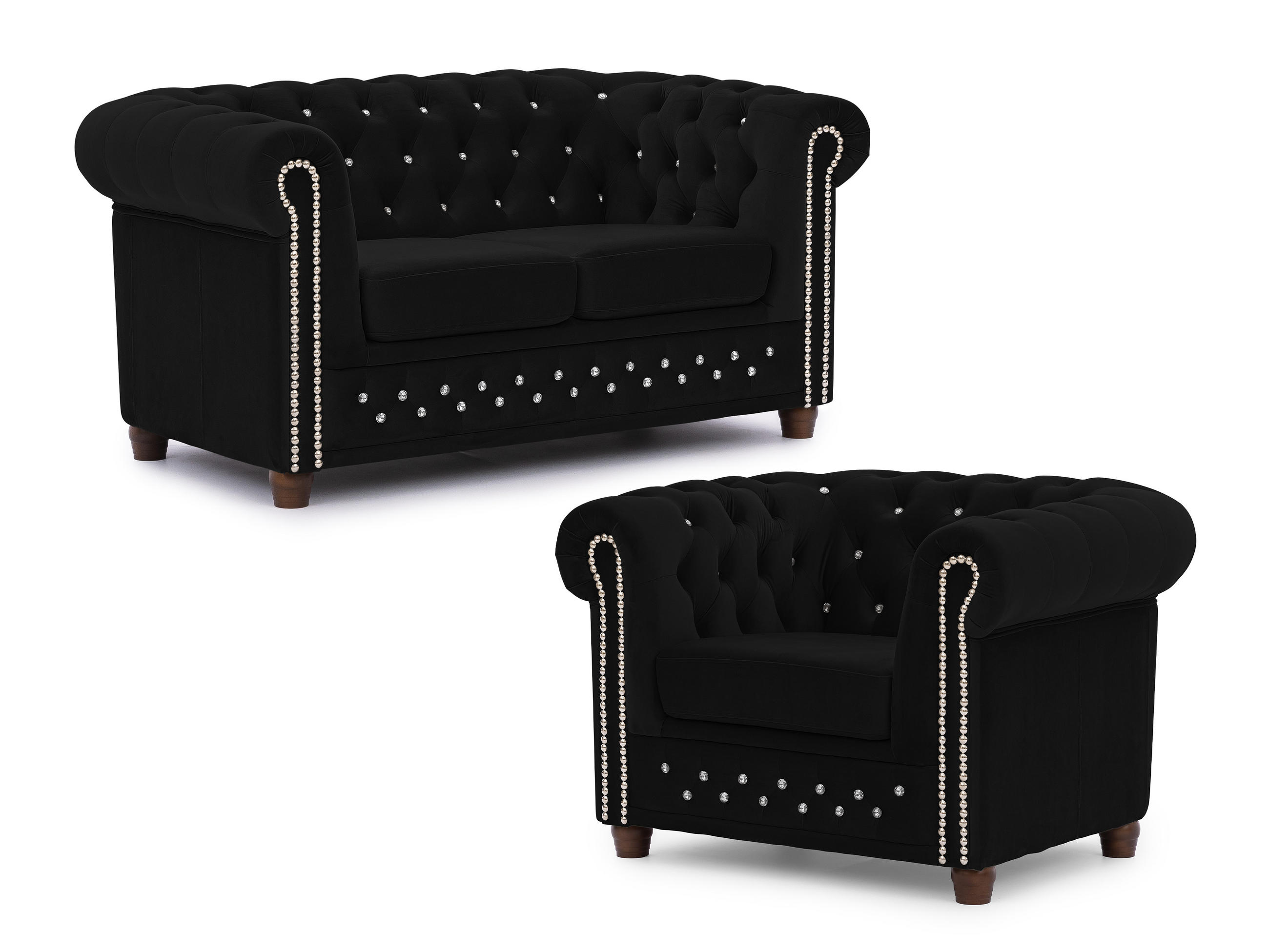 S-Style Sitzgarnitur Schwarz 148x72x86 cm