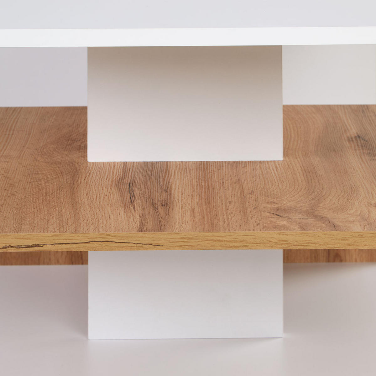 COUCHTISCH rechteckig Weiß, Natur 90/41/50 cm - Weiß/Naturfarben, Holzwerkstoff (50/90/41cm) - Homestyle4u