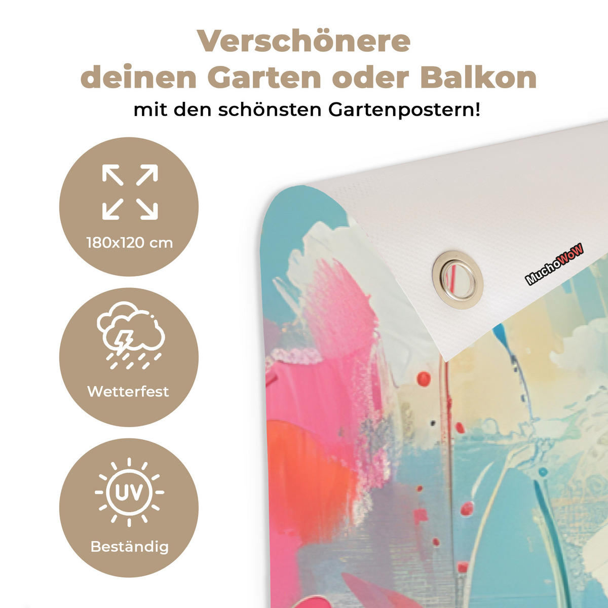 ZAHRADNÍ PLAKÁT Skotský horal - Příroda - Barevné - Květiny 180x120 cm - světle modrá, plast (180/120/0.2cm) - OnlyWow