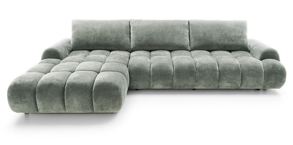 ECKSOFA 340 cm Valerio II, Schlaffunktion, Bettkasten, Links, Hellgrau - Hellgrau, Holz (340/177cm) - Emporius