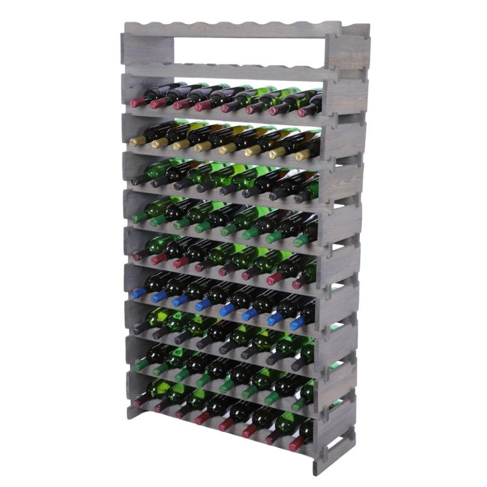 WEINREGAL VINOTECA FLEX PRO HxBxT 149x84x28cm 88 Flaschen auf 11 Ebenen Grau - Grau, Holz (84/149/28cm) - PROREGAL