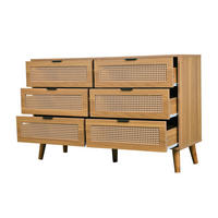 SIDEBOARD Nussbaum, 6 Schubladen, Rattanoptik, Metallgriffe - Kastanienfarben, Holz (120/76/40cm)