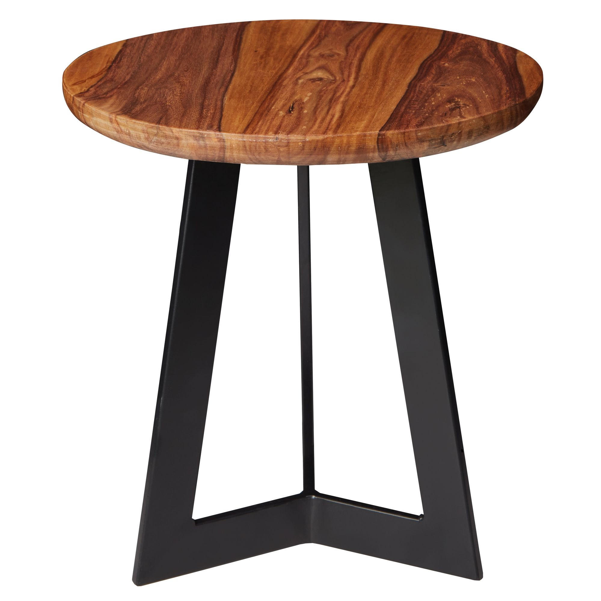 BEISTELLTISCH – Massivholz Metall 35x37x35 cm Industrial - Schwarz/Braun, Holz/Metall (35/35/37cm) - KADIMA DESIGN