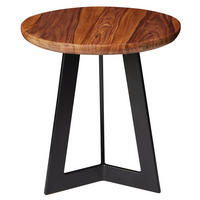 BEISTELLTISCH – Massivholz Metall 35x37x35 cm Industrial - Schwarz/Braun, Holz/Metall (35/35/37cm) - KADIMA DESIGN
