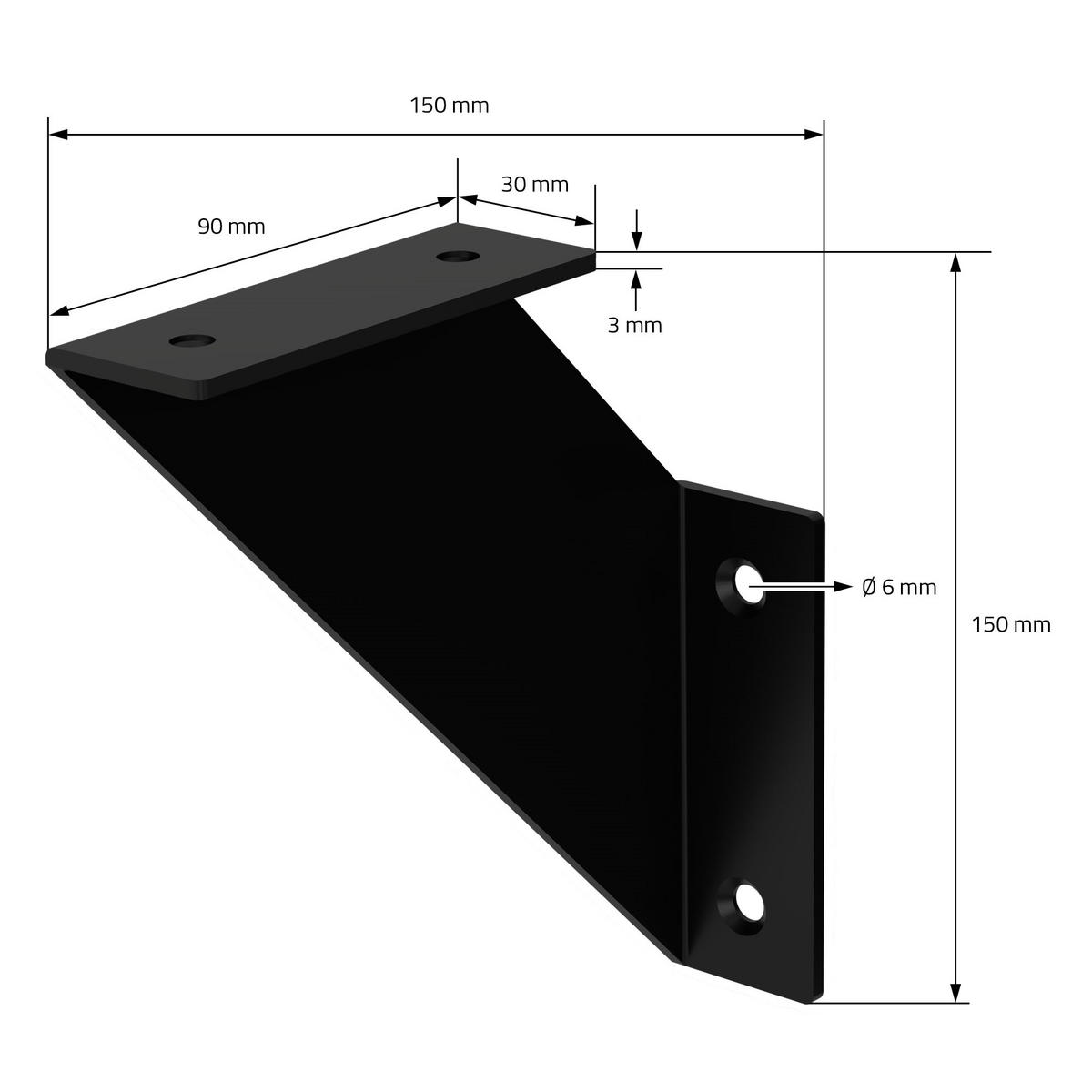 REGALHALTERUNG 2er Set - Schwarz, Metall (15/15/3cm) - ML-DESIGN