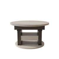 COUCHTISCH rund ausziehbar höhenverstellbar Schubalde 100/100/60 cm - Anthrazit/Beige, Holzwerkstoff (100/100/60cm) - designimpex