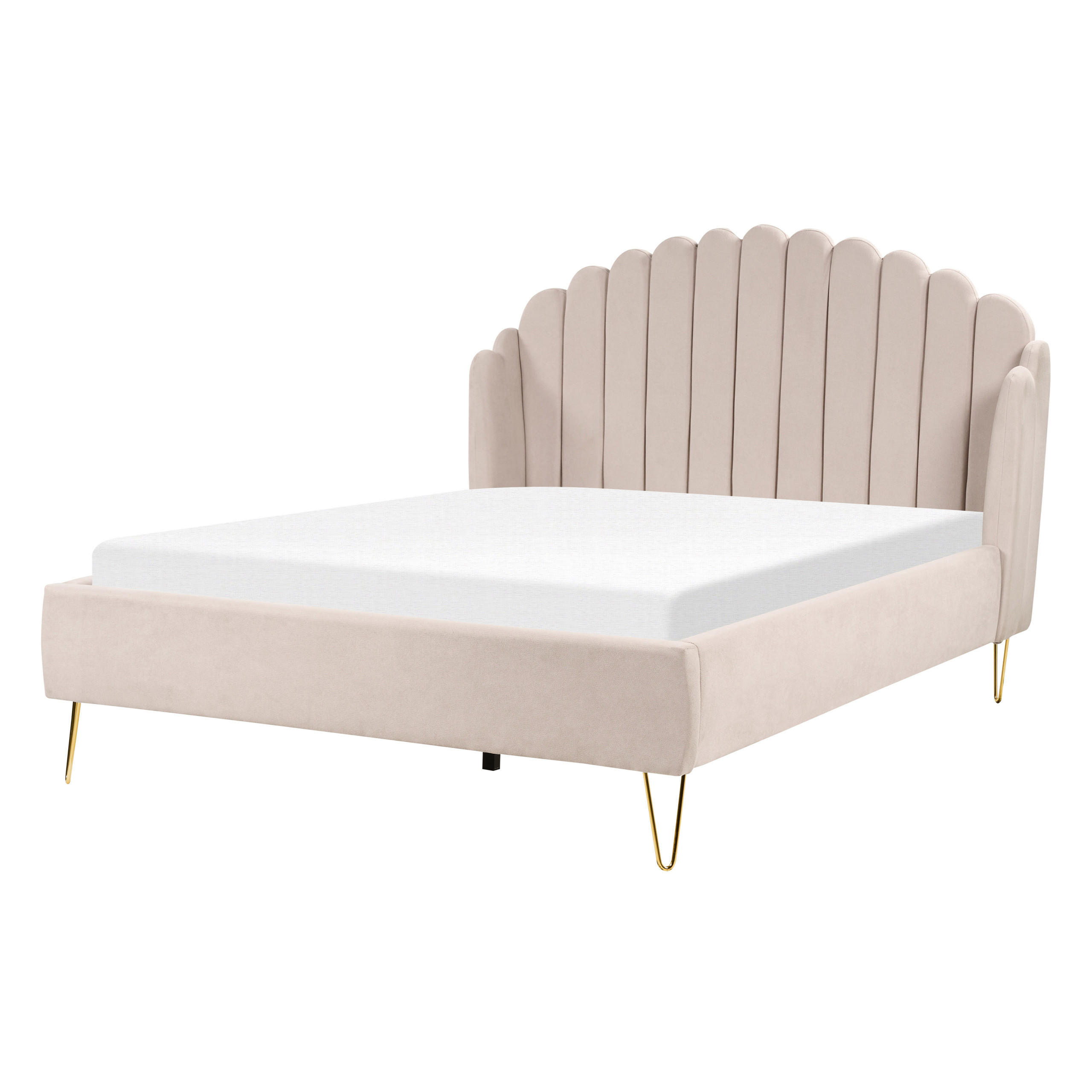 POLSTERBETT 140/200cm Helles Beige Ambillou - Beige, Textil (140/200cm) - Beliani