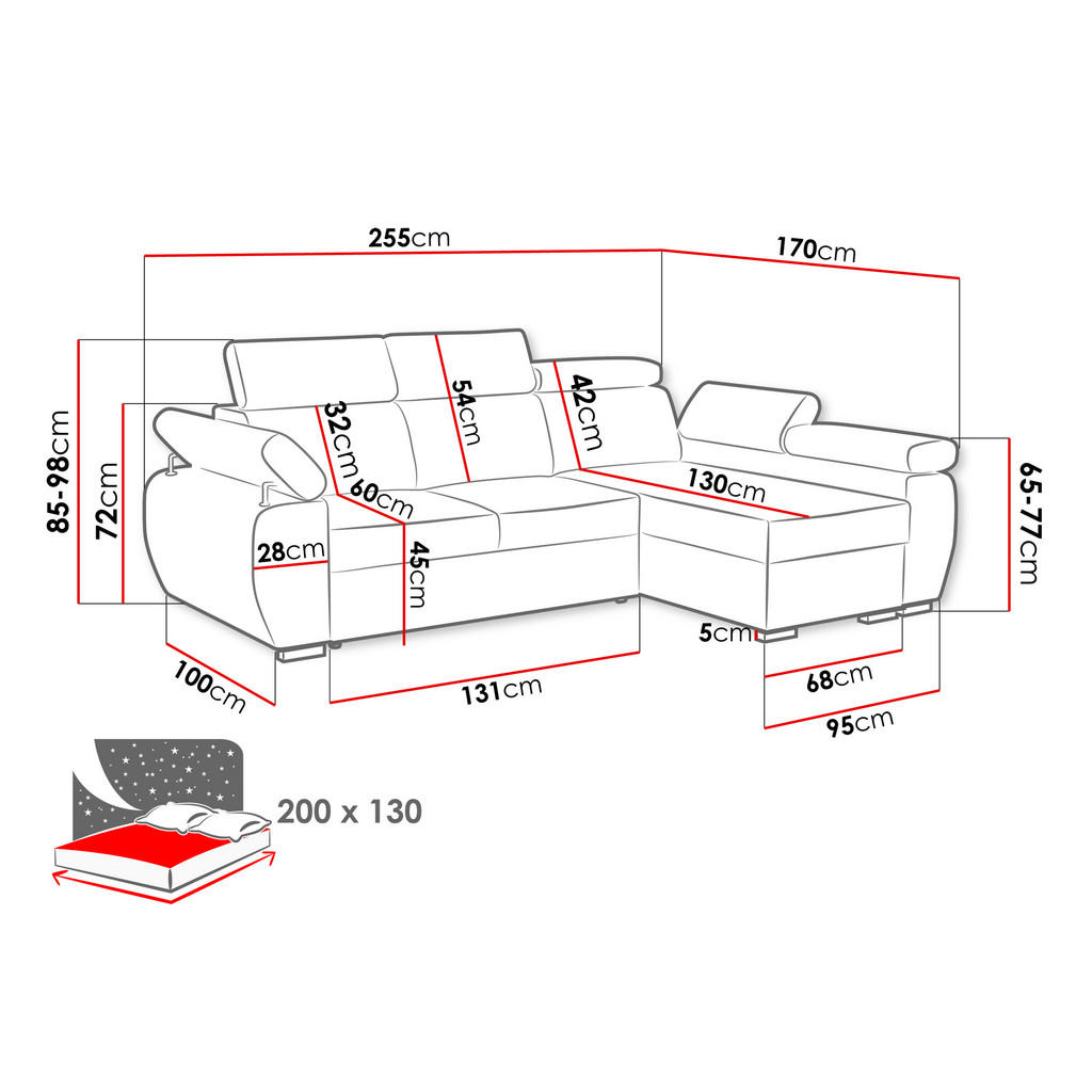 Thumbnail - Mirjan24 Ecksofa, Grau, Textil, Kiefer, L-Form, 255x170 cm, Wohnzimmer, Sofas & Couches, Wohnlandschaften, Ecksofas