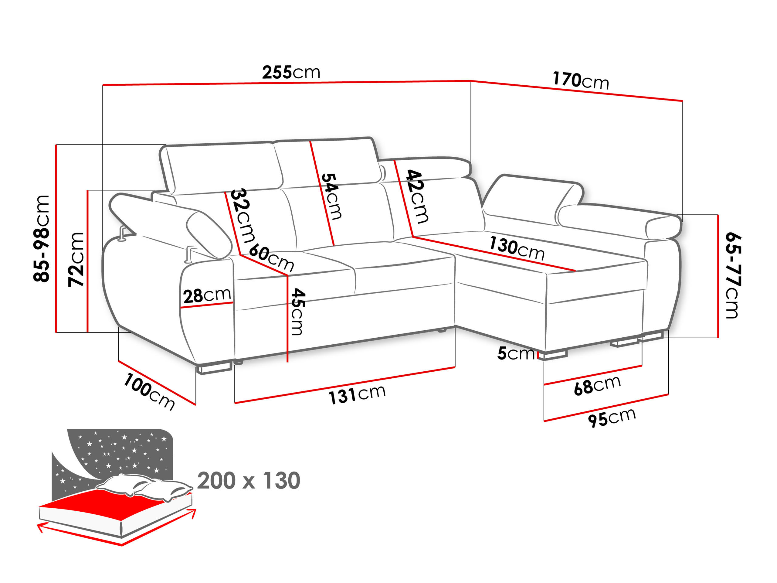 Thumbnail - Mirjan24 Ecksofa, Natur, Textil, Kiefer, L-Form, 255x170 cm, Wohnzimmer, Sofas & Couches, Wohnlandschaften, Ecksofas