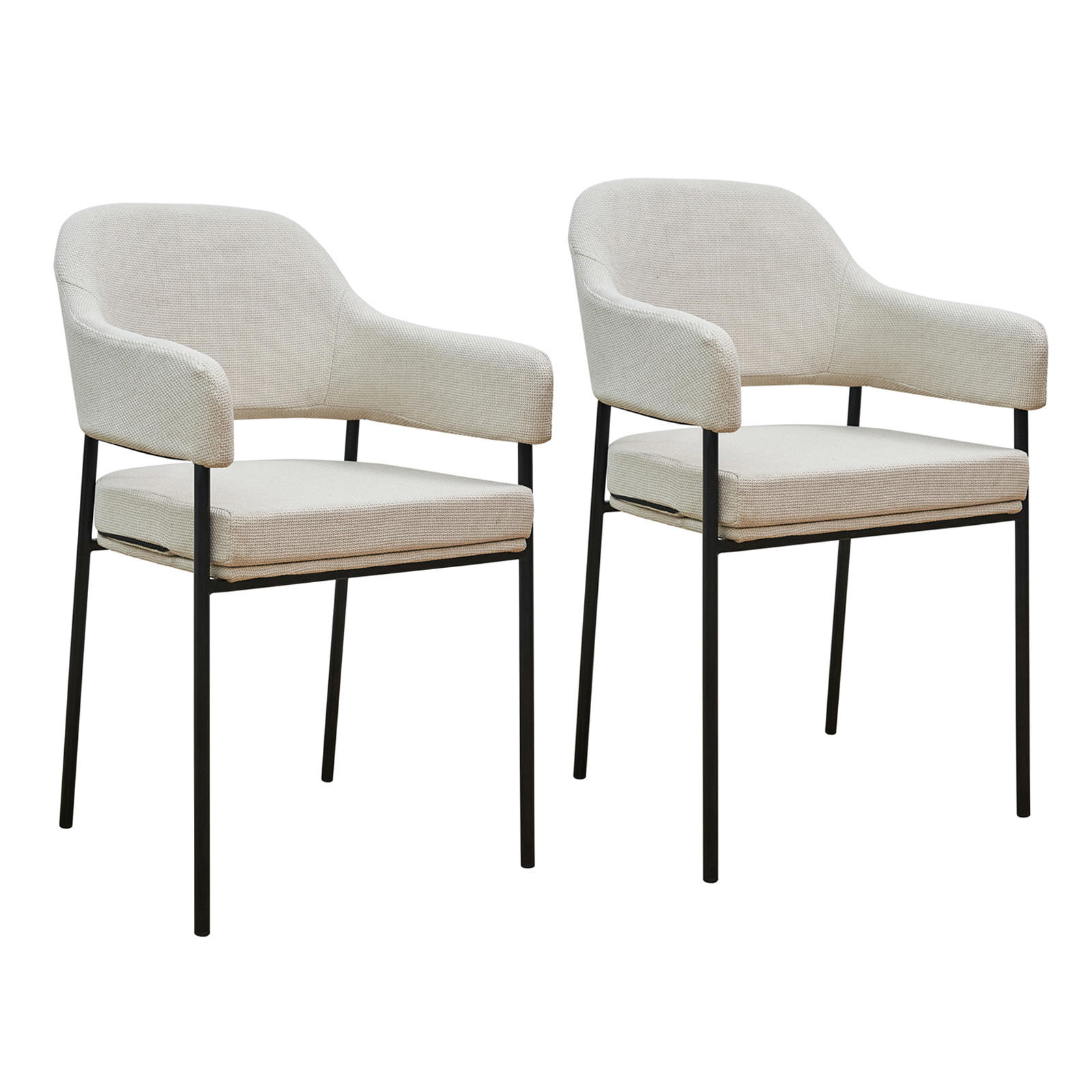 ESSZIMMERSTÜHLE SCARLETT (2er Set) - Schwarz/Weiß, Textil/Metall (51/85/53cm) - SVITA