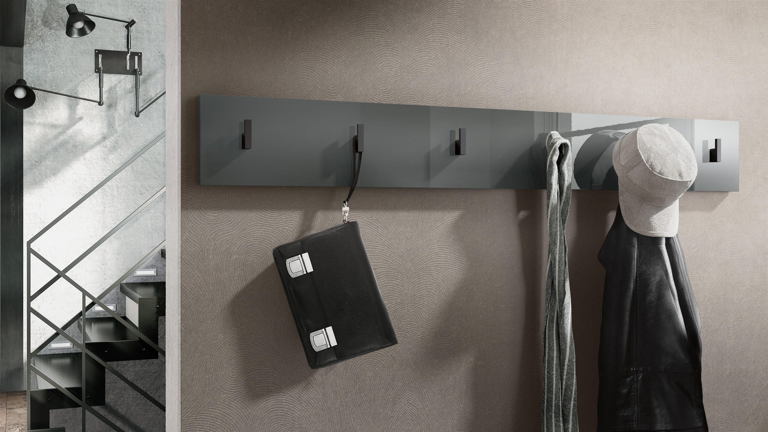 GARDEROBENPANEEL Linea Grau Hochglanz - Grau, Holzwerkstoff (110.5/14.5/3.5cm) - Vladon