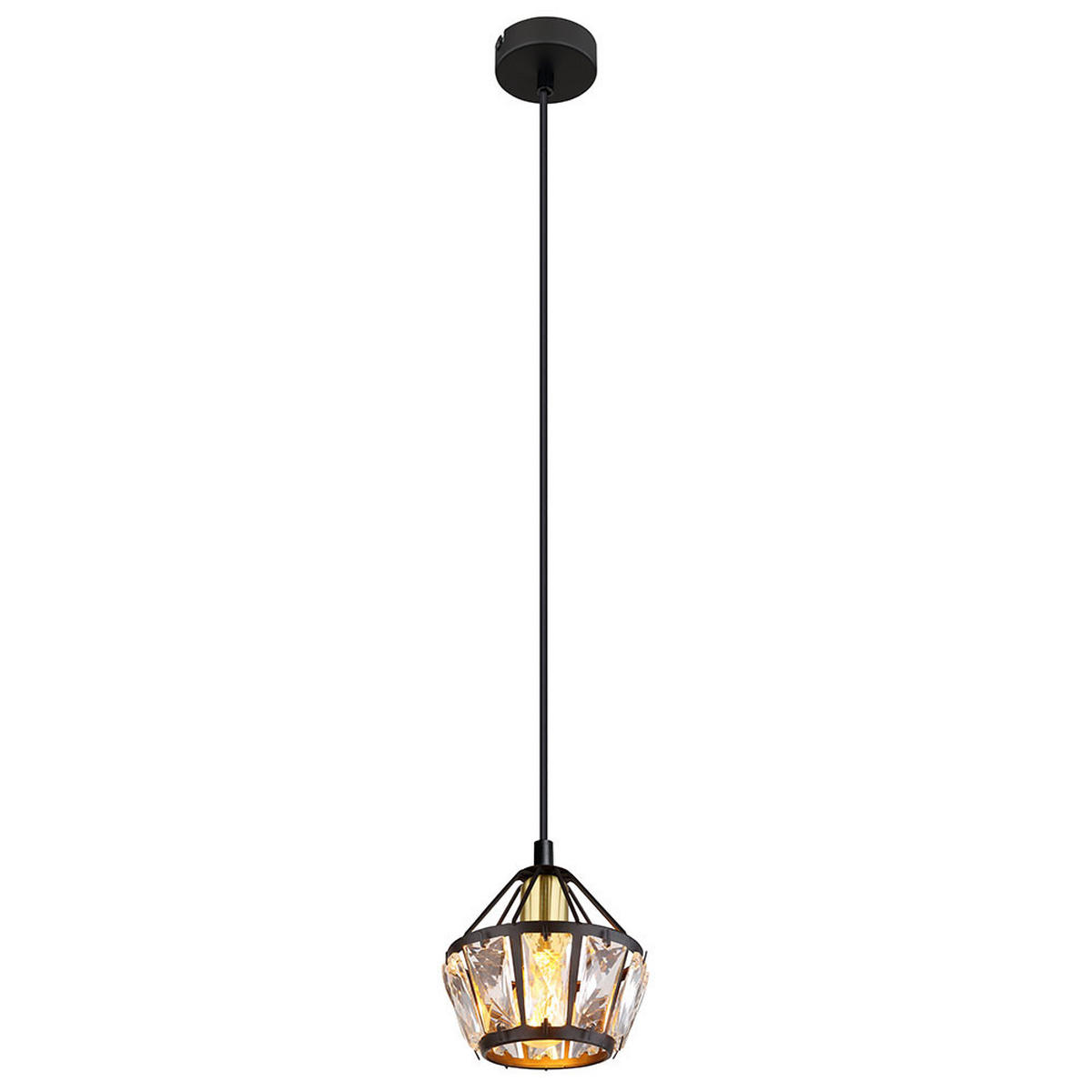 LED HÄNGELEUCHTE Metall Schwarz Kristalloptik - Schwarz, Glas (12.5/12.5/150cm) - Globo Lighting