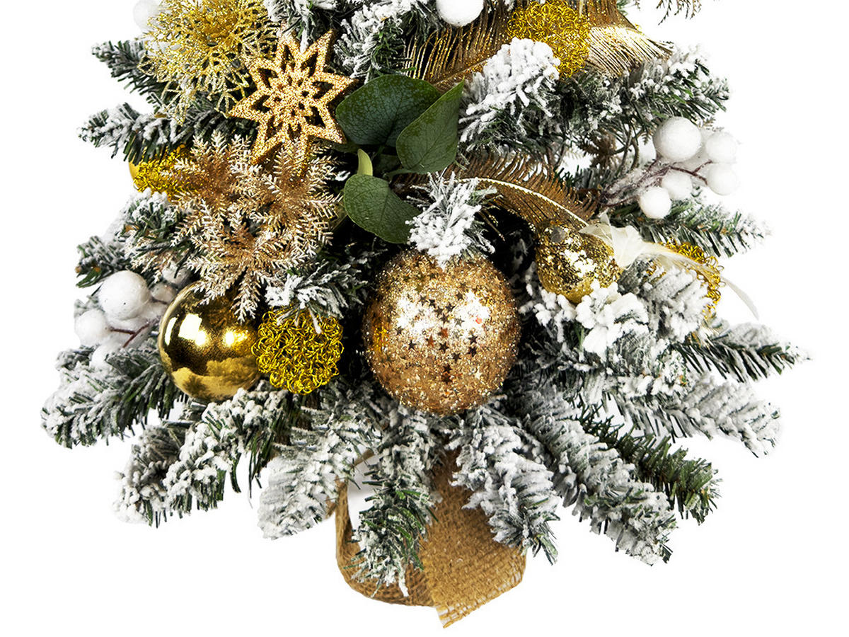 WEIHNACHTSBAUM künstlicher 60 cm mit LED-Beleuchtung, CHAMPAGNEGLANZ, mit 50 Weihnachtsbaumschmuck, Pflanztopf mit Jutesack - Champagner/Goldfarben, Kunststoff/Stein (40/60cm) - LAALU