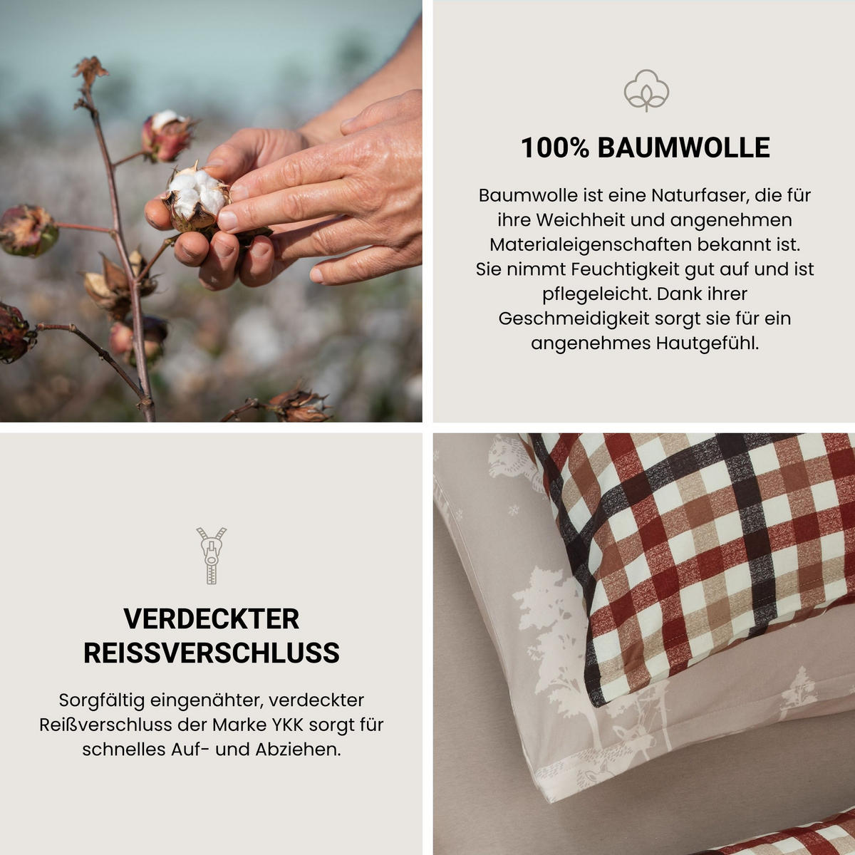 BETTWÄSCHESET James - Feinbiber - 2-teilig - 135 x 200 cm - Braun-Blau - Blau, Textil (135/200cm) - SCHIESSER