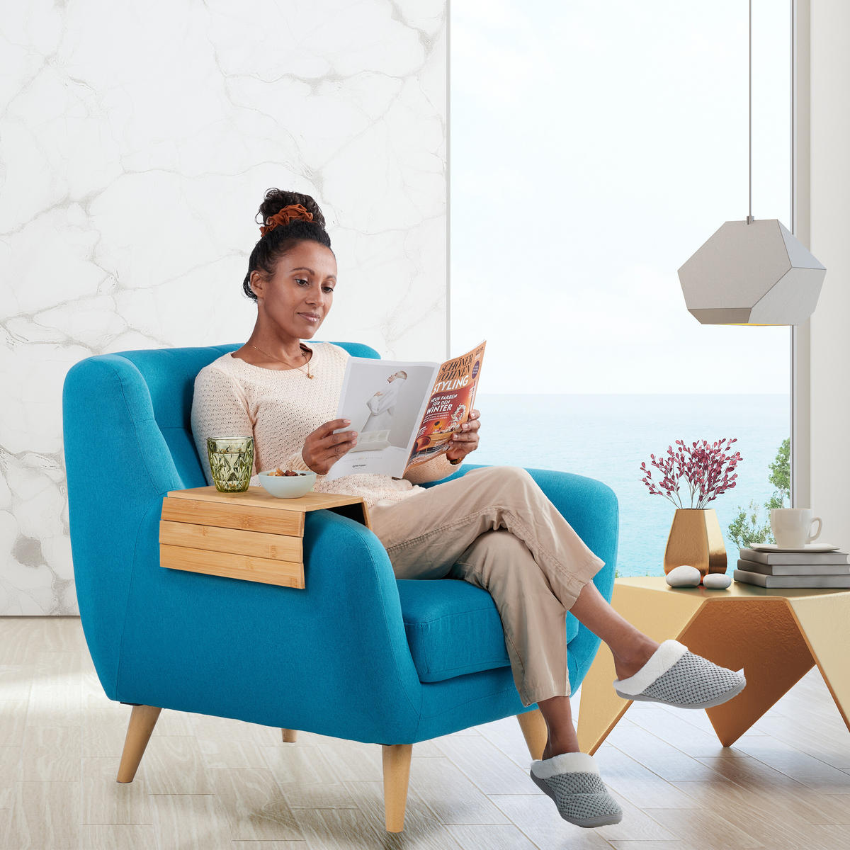 SOFATABLETT - Multicolor, Holz/Textil (43.5/1/33cm) - Relaxdays