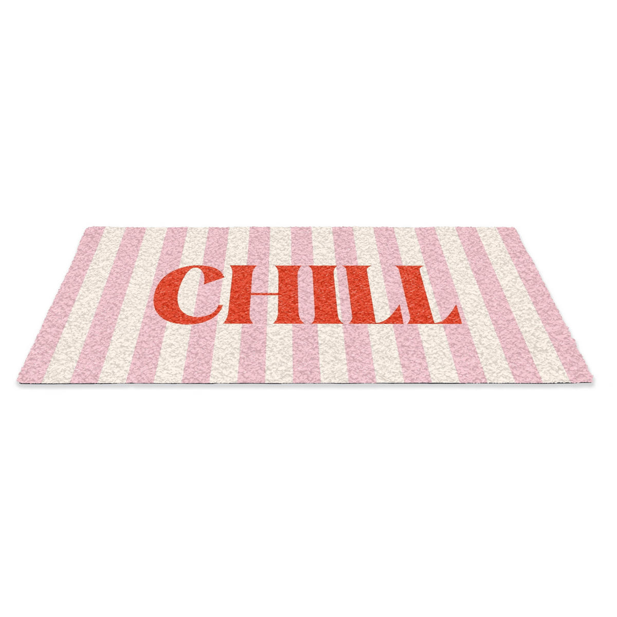 FUSSMATTE Zartrosa – Rot – Streifen – Chill 90x60 cm - Rosa, Kunststoff (90/0.4cm) - MuchoWow