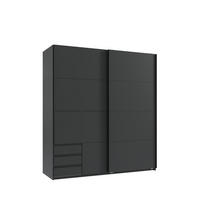 SCHWEBETÜRENSCHRANK 2-türig B179/H198/T65 cm, Kleiderschrank in Grafit mit sichtbaren Schubkästen / 22693 - Schwarz/Graphitfarben, Holz/Holzwerkstoff (179/198/65cm) - luma-home