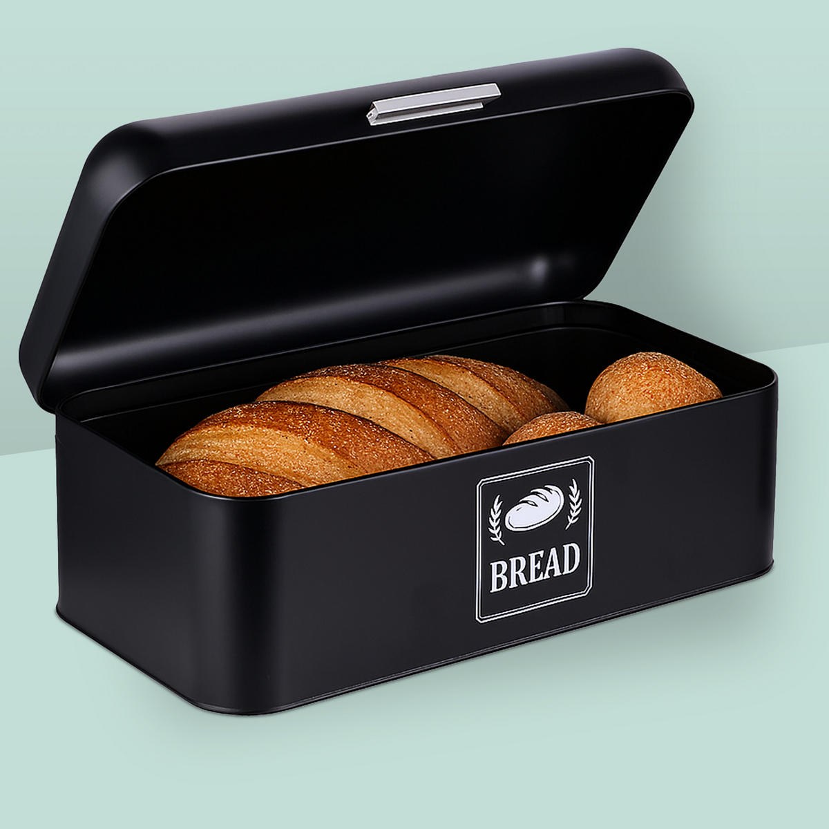 BROTKASTEN - Schwarz, Metall (42/17/24cm) - Relaxdays