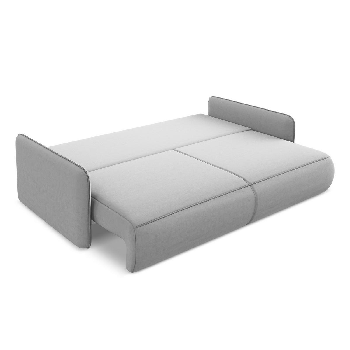 3-SITZER SOFA mit Schlaffunktion Samt Stoff Grau - Schwarz/Grau, Kunststoff/Textil (216/86/105cm) - LaMiaSofa