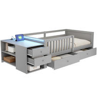 HOCHBETT 90x200 cm in Grau mit Schubladen, LED-Beleuchtung und Steckdose - Grau, Holz (90/200cm) - IVMEU
