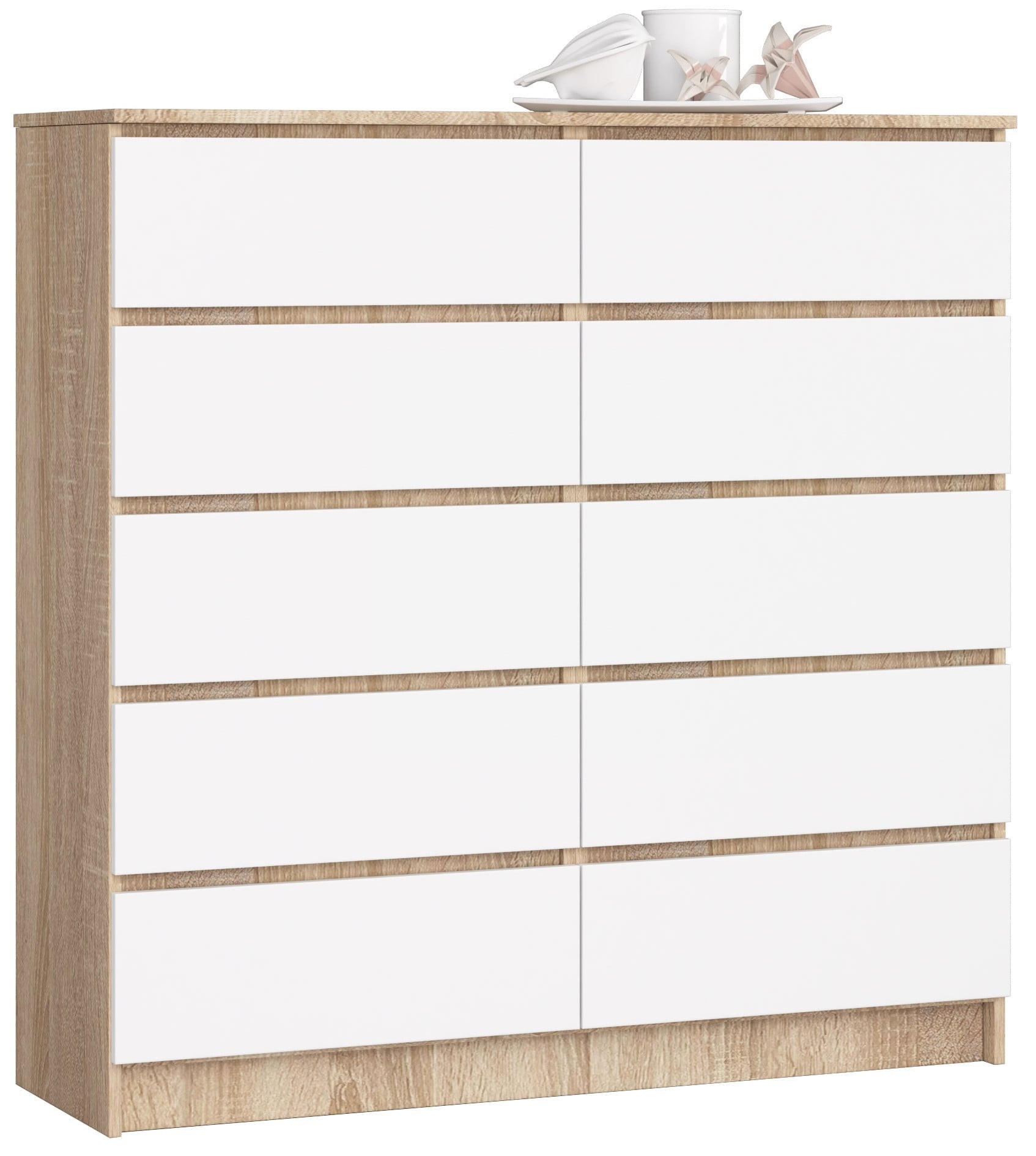KOMMODE Eiche Sonoma, Weiß 121/120/40 - Weiß, Holzwerkstoff (120/121/40cm) - RAUMHIRSCH FURNITURE