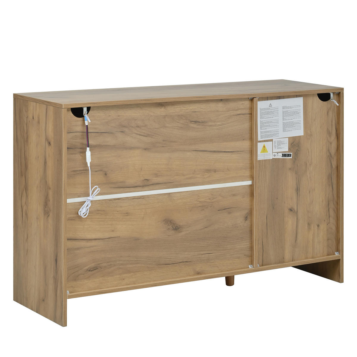 SIDEBOARD holzoptik & schwarz mit 3 schubladen, 2 türen & led-beleuchtung - Naturfarben, Holzwerkstoff (120/76/40cm) - Urban Meuble