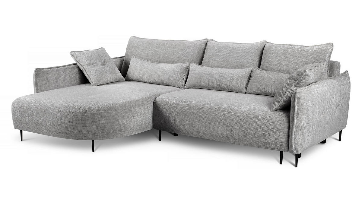 ECKSOFA Oblivio Grau Chenille - Schwarz/Grau, Textil/Metall (285/200cm) - Selsey