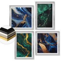 WANDBILDER 4er Set - 50x50 cm & 40x60 cm Silberner Rahmen - Elegante Muster auf Steinen - Silberfarben, Kunststoff (50/50cm) - ArtPrintCave