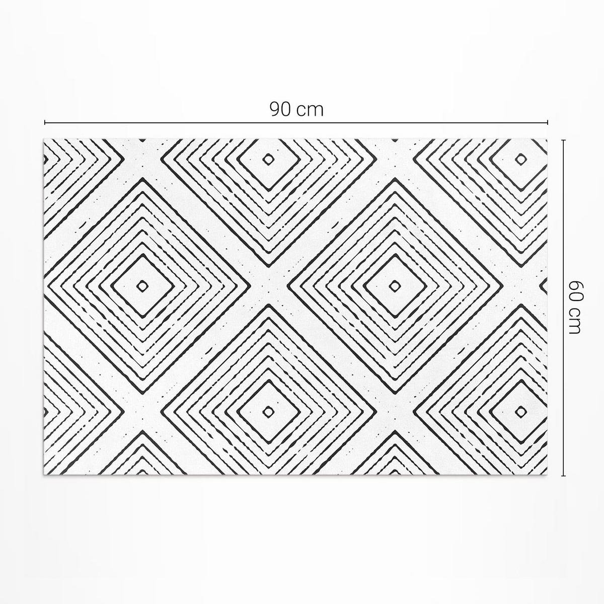 TEPPICH 60x90 cm Regelmäßige Quadrate Boho Muster - Weiß, Kunststoff (60/90cm) - Wallfluent