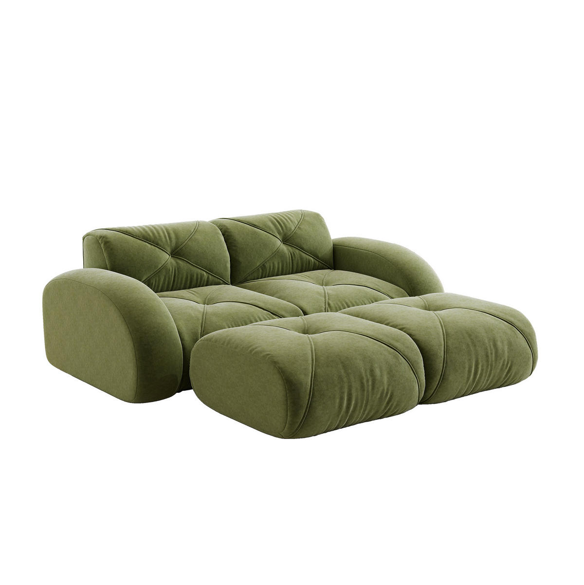 SOFA rahmenlos modular Chenille Green - Grün, Kunststoff (171/76/204.1cm) - Meubliv