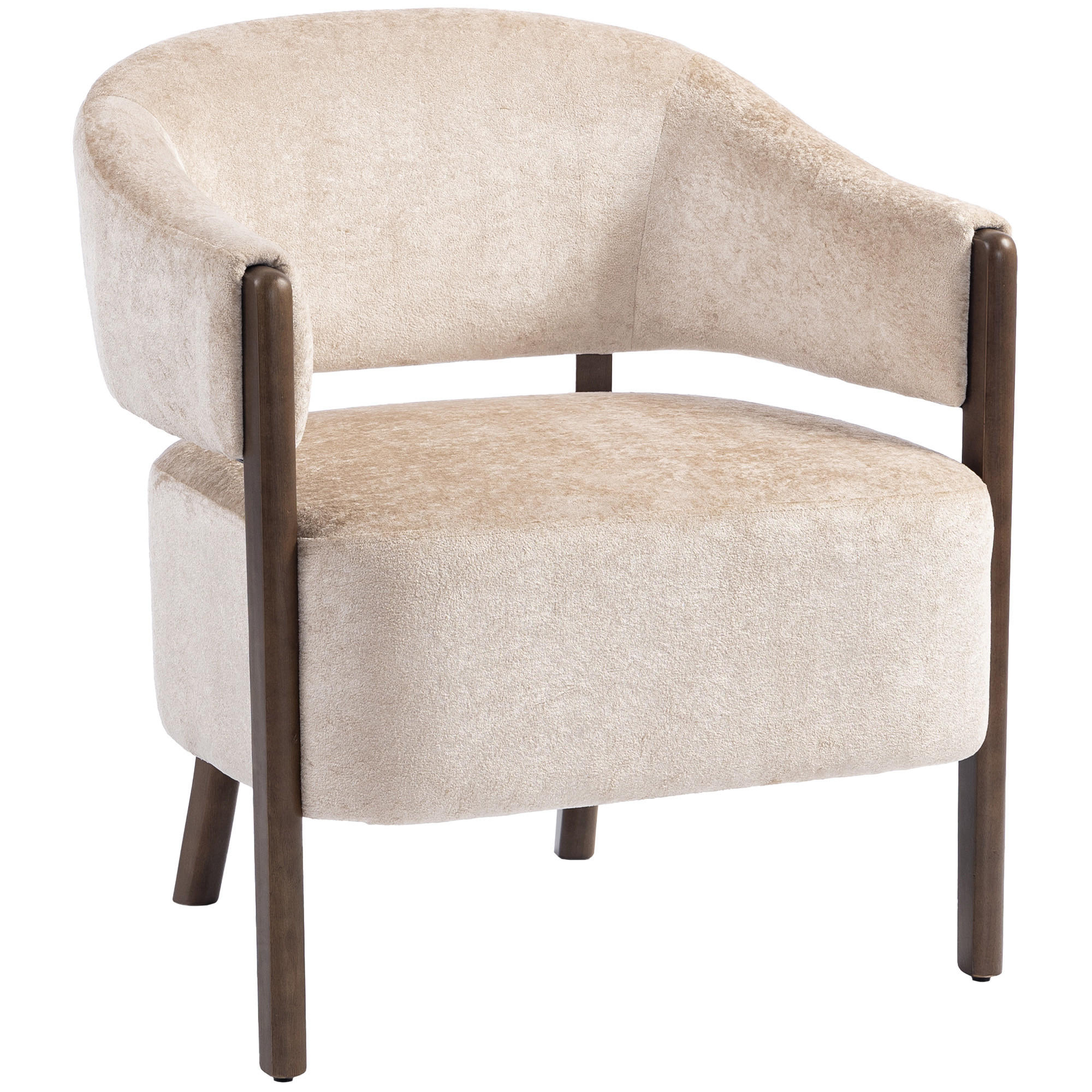 SESSEL Chenille Holz Beige - Beige/Braun, Holz/Textil (63.5/78.5/71cm) - HOMCOM